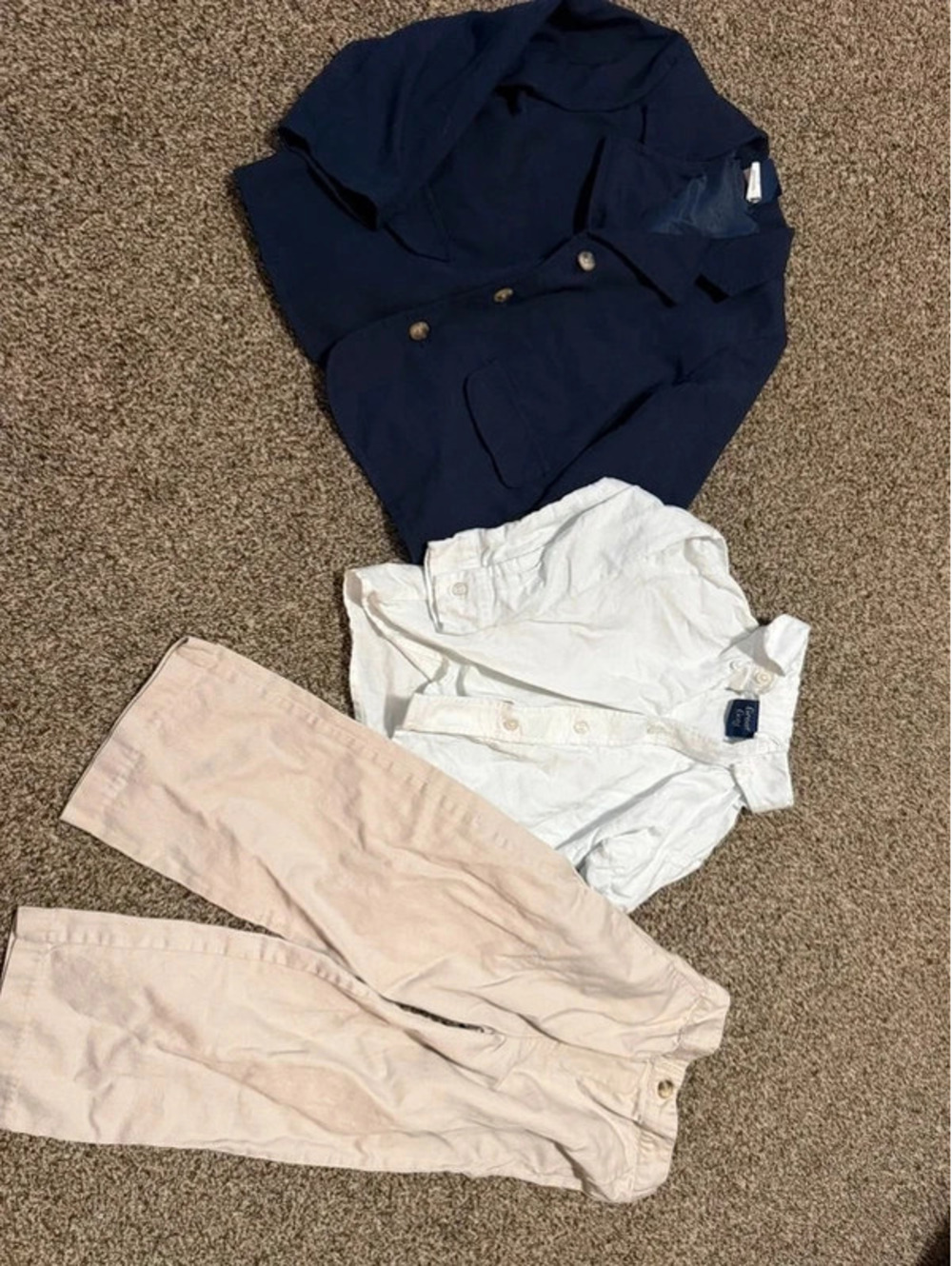 Vintage Great Guy Boys 4T 3 Piece Suit Set Blazer Dress Shirt Khaki Pants